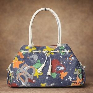 Dooney & Bourke Vintage Denim Graffiti Large Tapered Satchel